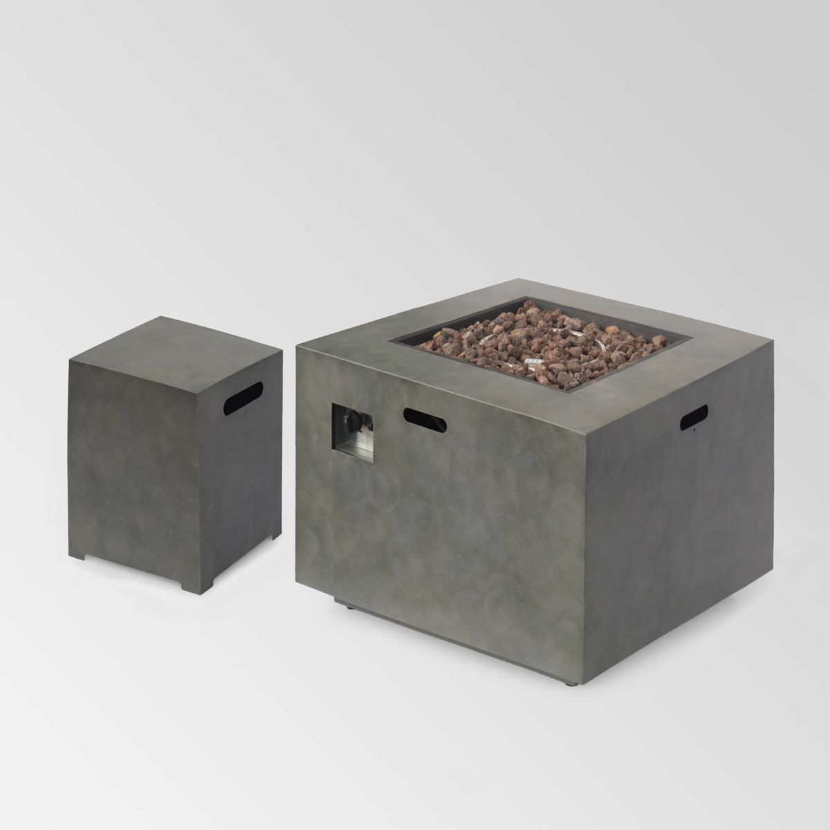 Wellington Outdoor Square Lightweight Concrete Fire Pit with Tank Holder - Christopher Knight Hom... | Target