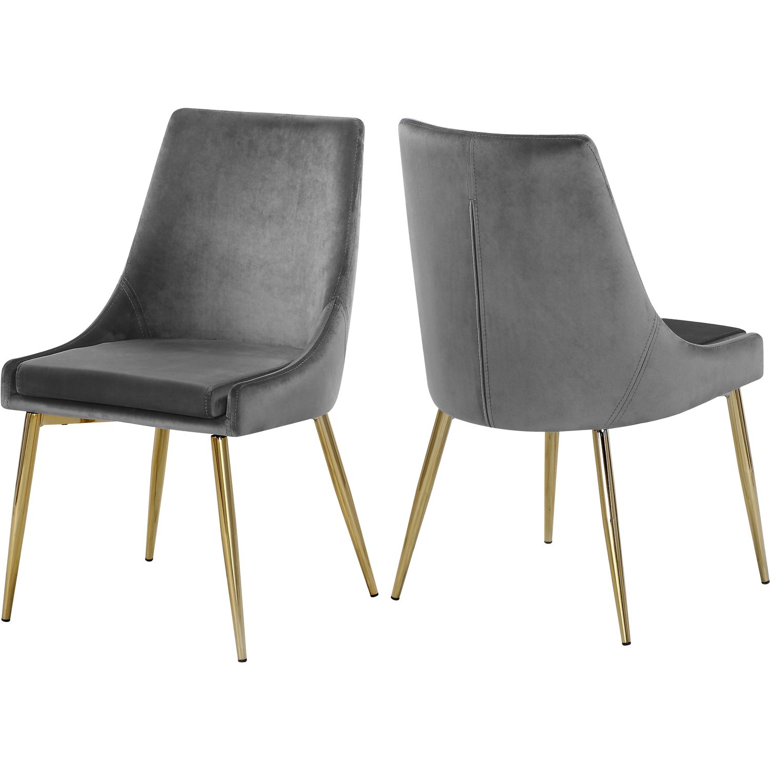 Karina Grey Velvet Dining Chair, Set of 2-Color:Grey Velvet,Finish:Gold,Style:Contemporary - Walm... | Walmart (US)