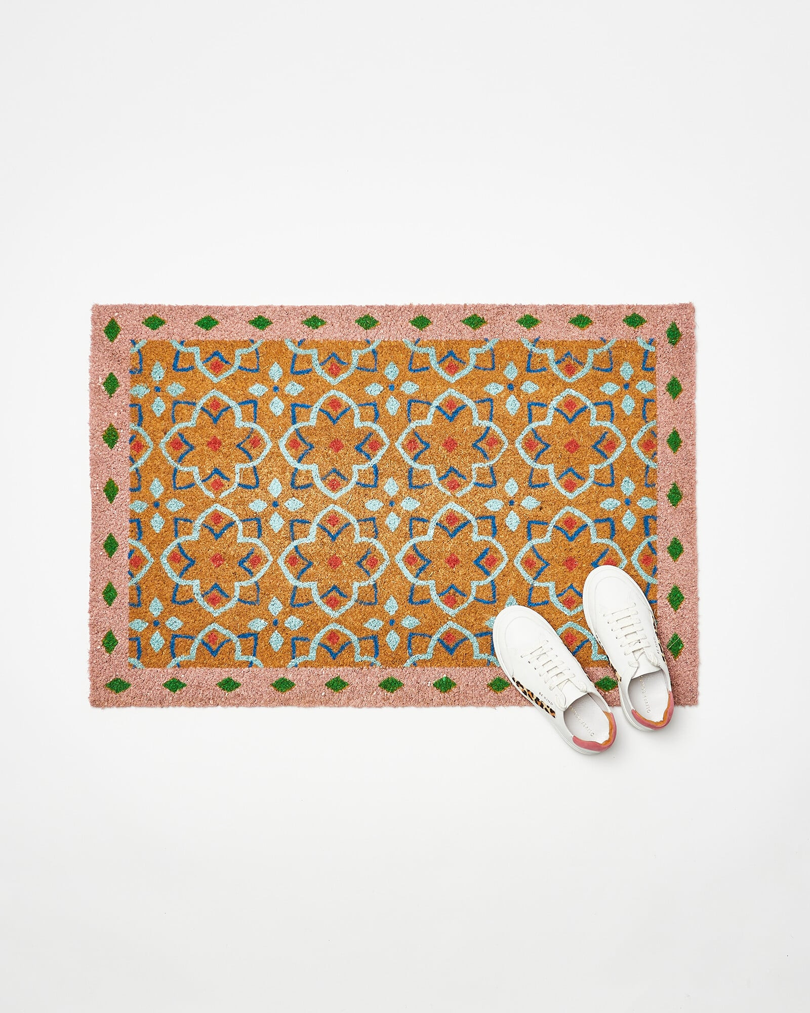Tile Bordered Pink Doormat Large | Oliver Bonas | Oliver Bonas (Global)