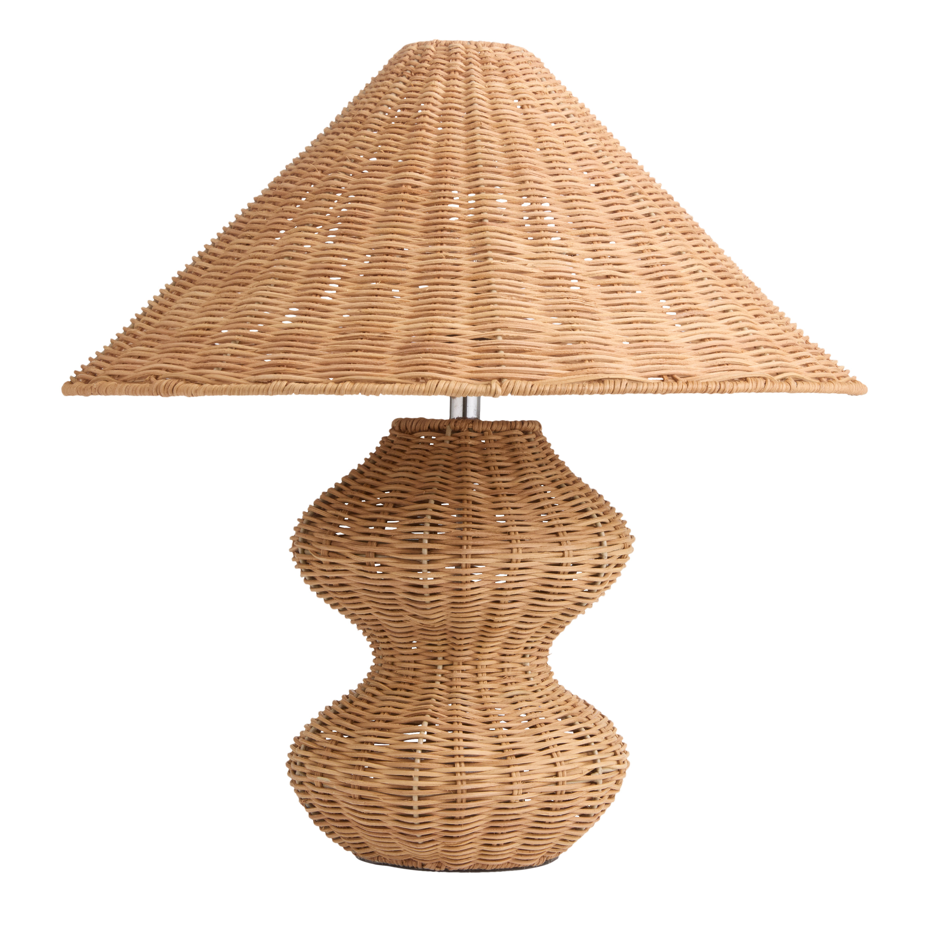 Cierra Natural Woven Rattan Wavy Geo Empire Shade Table Lamp | World Market