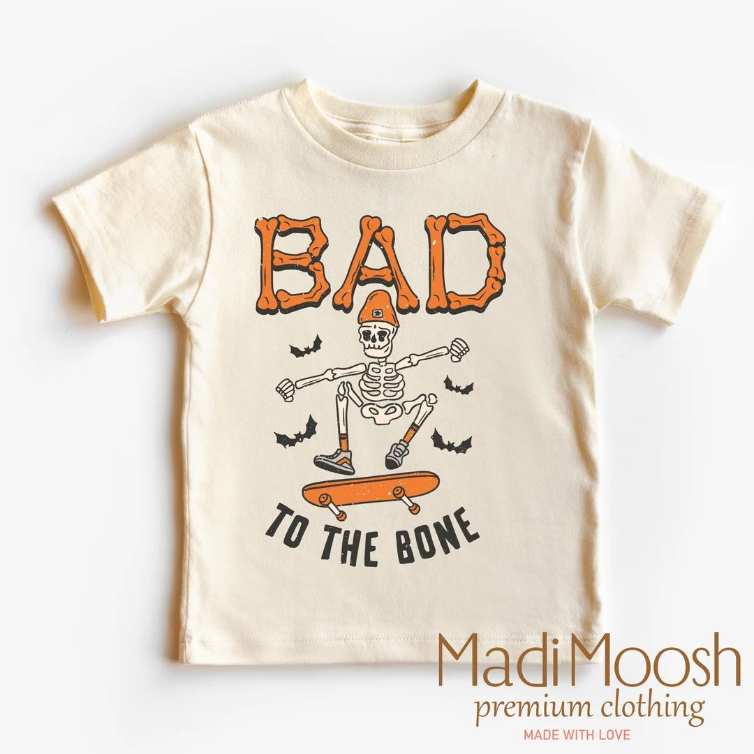 Bad to the Bone Halloween Shirt Skateboard Toddler Tee - Etsy | Etsy (US)