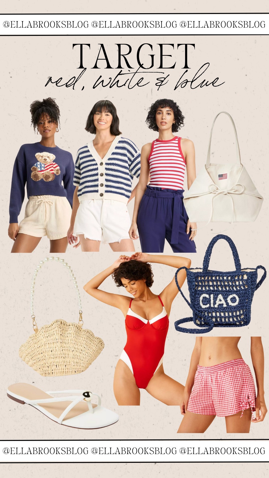Target: red, white & blue ❤️

Memorial Day outfit, look for less sweater, Teddy bear sweater, shell bag, crochet bag, summer bag, striped sweater, summer sweater, white sandals

#LTKShoeCrush #LTKSwim #LTKStyleTip