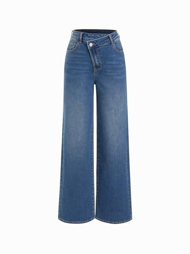 CIDER Women's Wide Leg Jeans Wrap High Waisted Baggy Boyfriend Jeans with Pockets Trendy Denim Pants | Amazon (US)