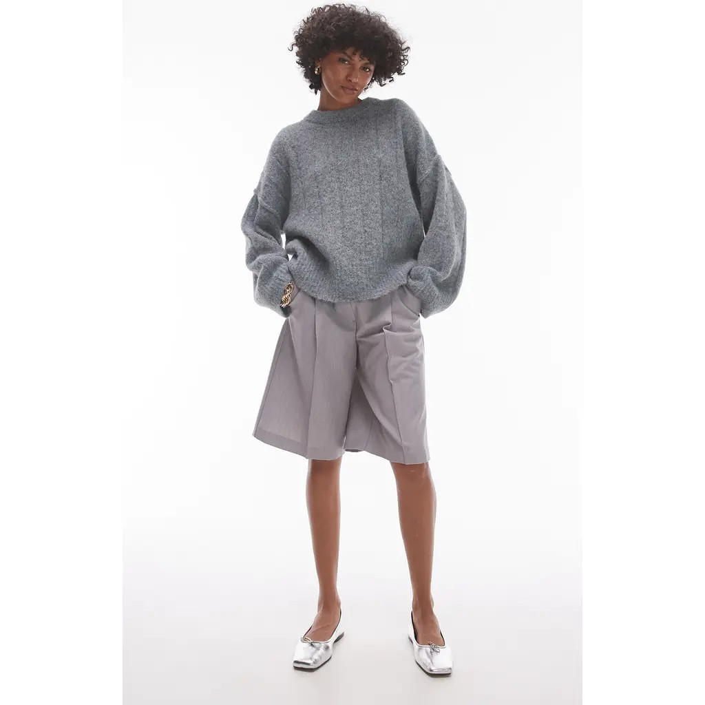 Topshop Rib Sweater in Grey at Nordstrom, Size Large | Nordstrom