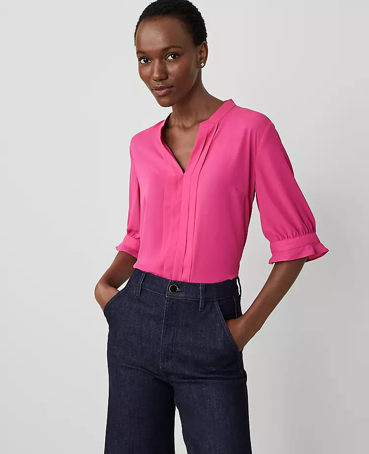 Pleat Neck Popover | Ann Taylor (US)