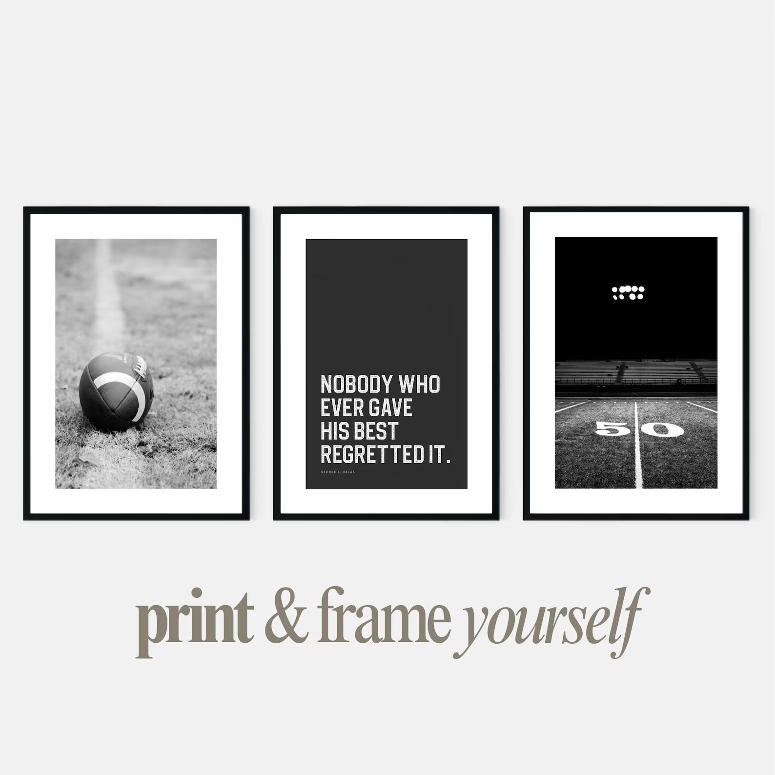Football Wall Art Set Boys Room or Dorm Decor 3 Black & White Posters Ideal Sports Gift for Teens... | Etsy (US)