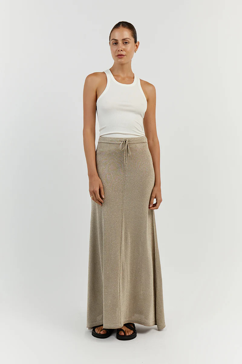 NICO GOLD MIDI SKIRT | DISSH