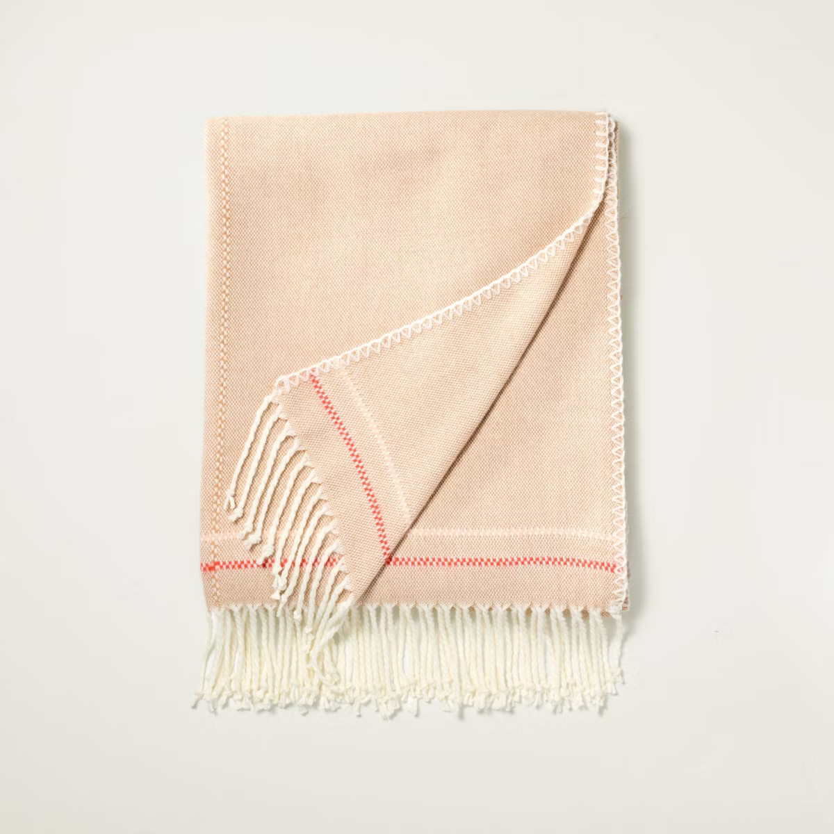 Fringed Stripe Throw Blanket Blush - Hearth & Hand™ with Magnolia | Target
