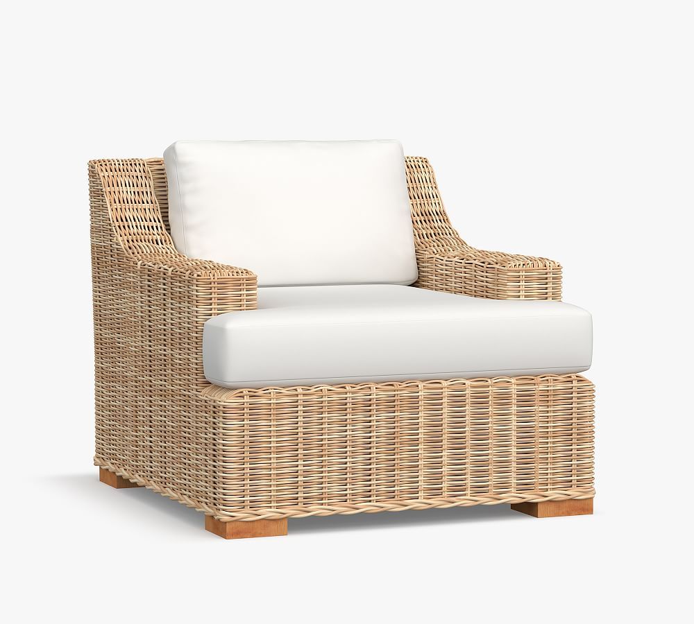 Huntington Wicker Slope Arm Outdoor Lounge Chair | Pottery Barn (US)