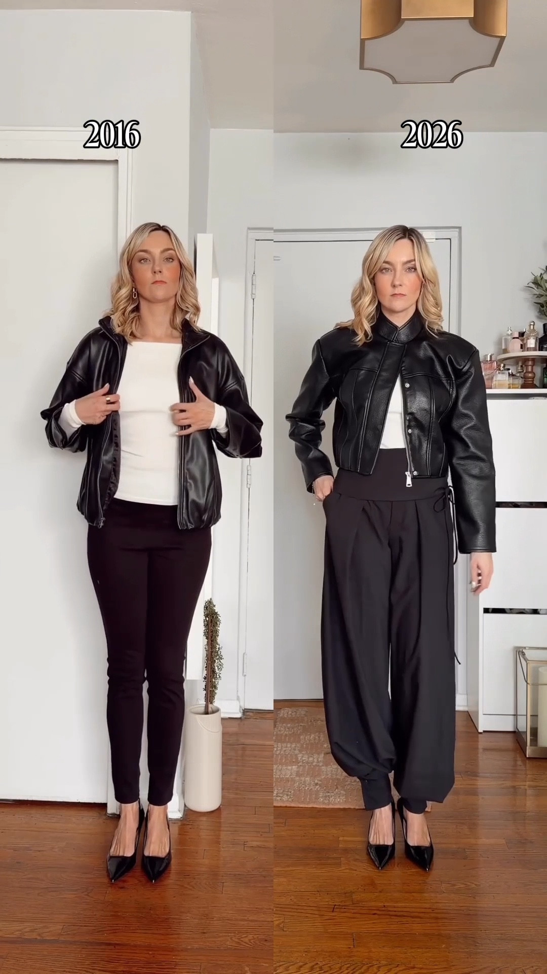 Skinny jeans + heels used to be our go-to formula (we all wore it in 2016). But the silhouette is what makes it look dated now.

Instead of buying a completely new wardrobe, update the shape:
swap skinny jeans for cuffed-hem pants and add a cropped jacket for balance. 
Same base pieces = instantly a modern outfit.



Fashion hacks • style tips • outfit transformation • how to style • spring outfit 

#LTKootd #LTKWorkwear #LTKSeasonal