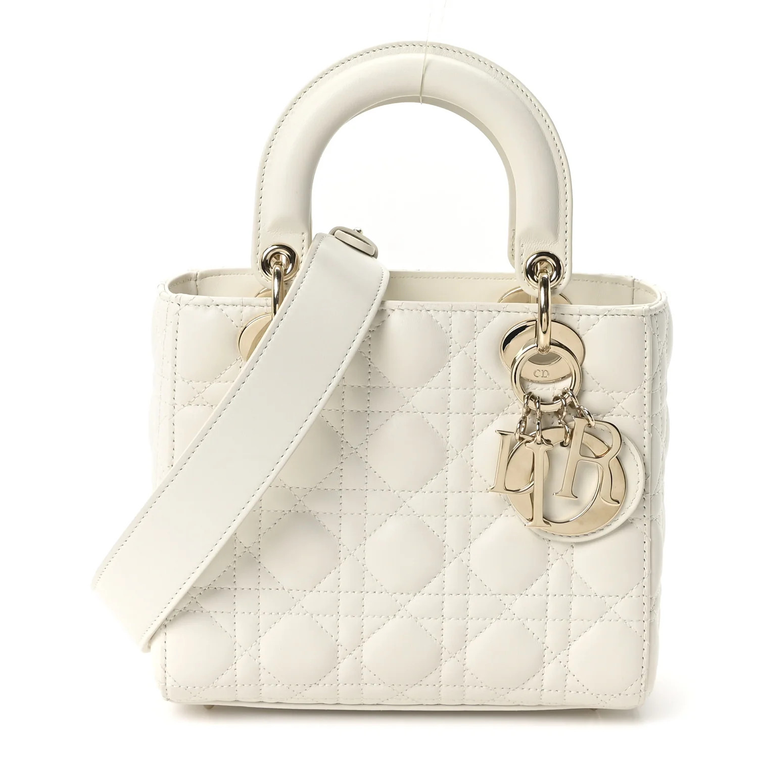 Lambskin Cannage Small My ABCDior Lady Dior White | FASHIONPHILE (US)