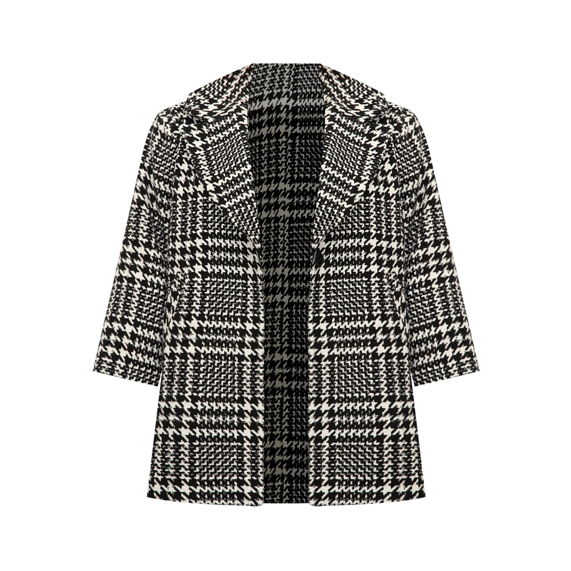 ELOQUII Elements Women's Plus Size Houndstooth Coat | Walmart (US)