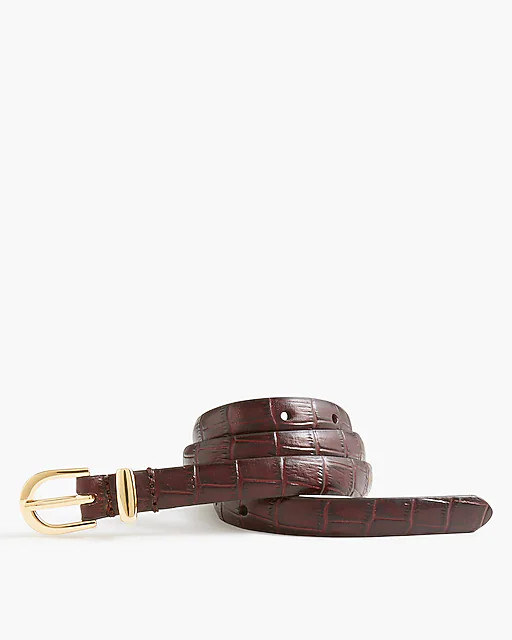 Embossed leather skinny croc belt | J.Crew Factory