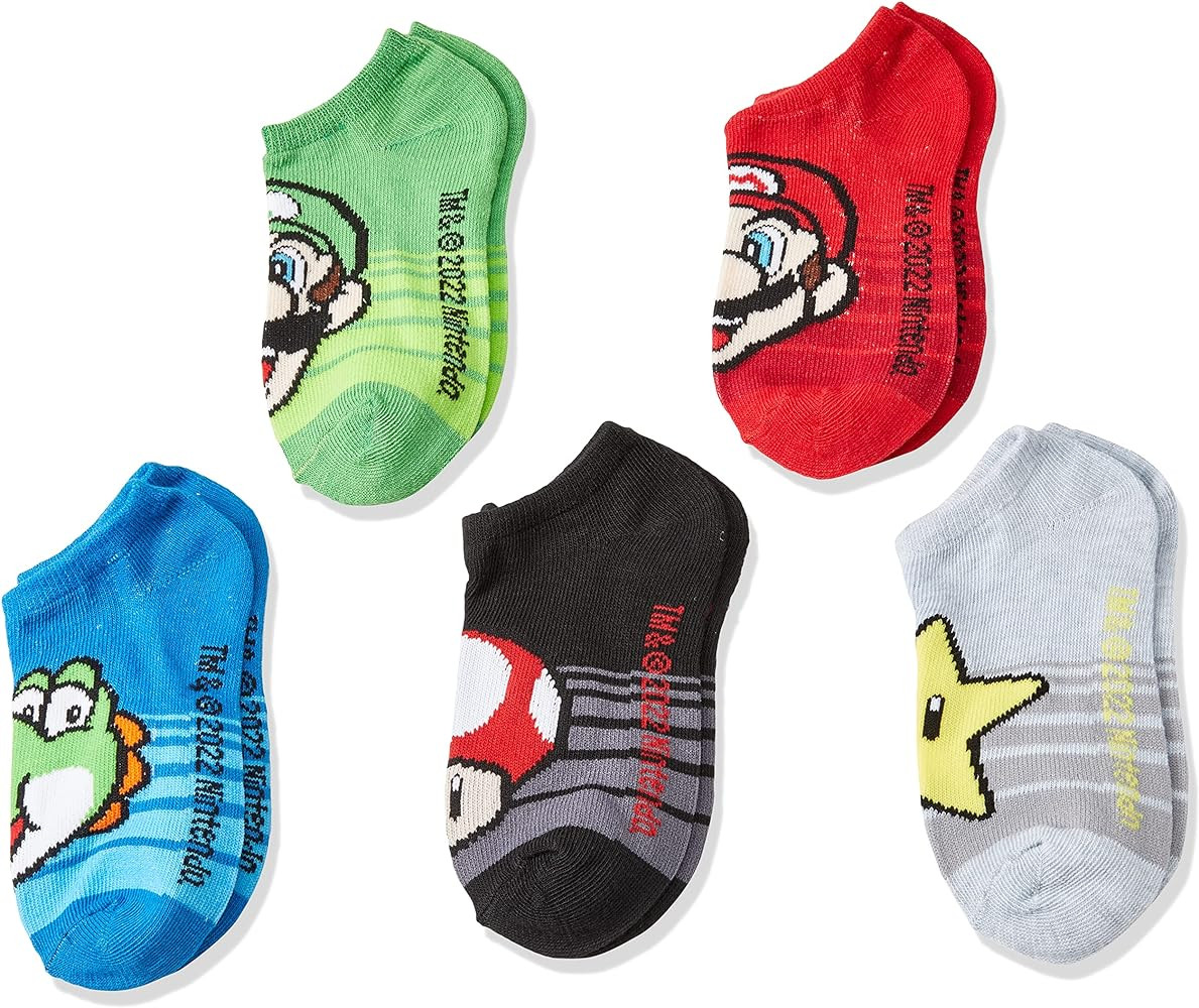 Mario boys Nintendo 5 Pack No Show Socks | Amazon (US)