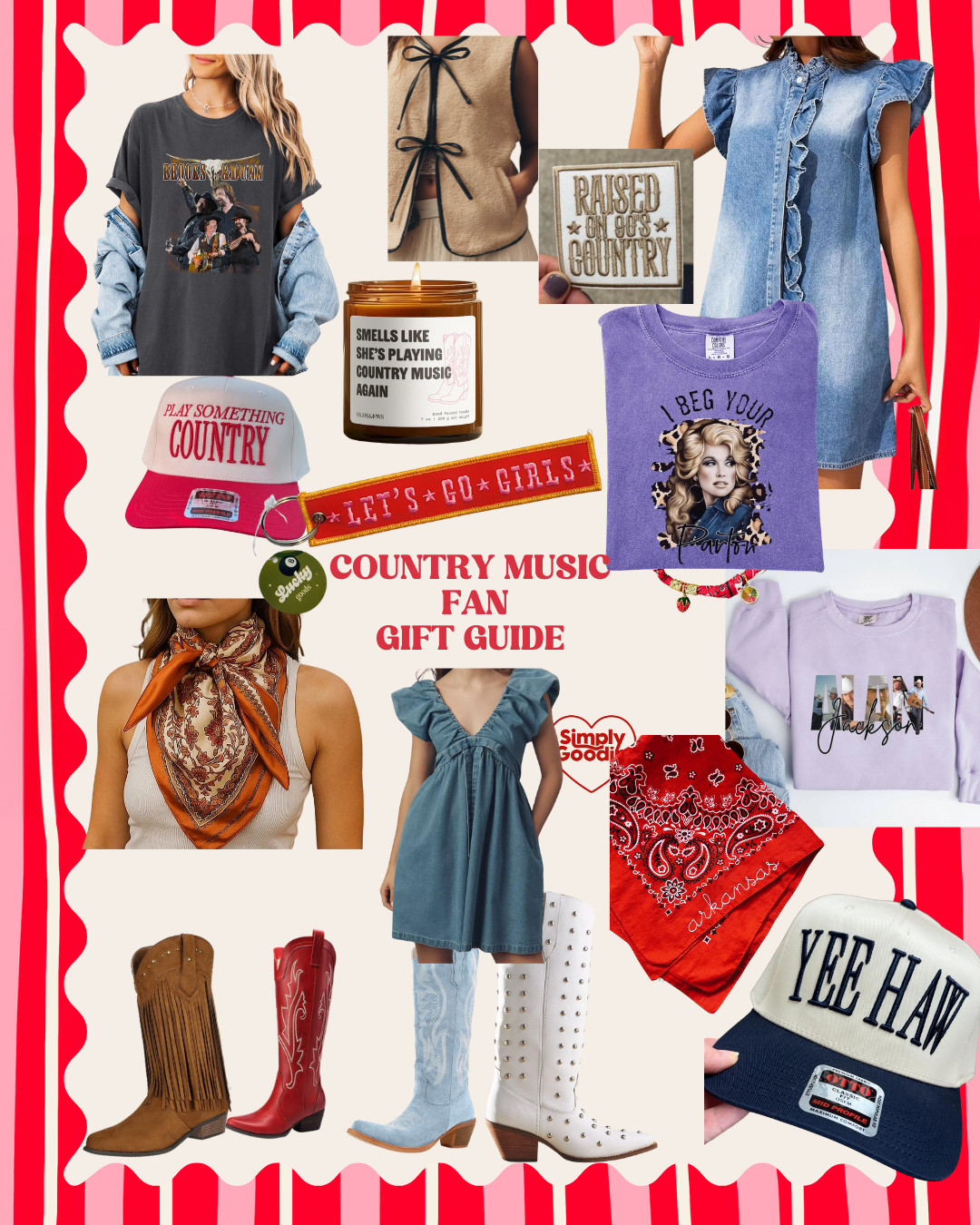 This one’s for the country music fan — cozy graphic tees, denim dresses, cowboy boots, bandanas, and a few rhinestone-worthy extras.

Whether she’s headed to a concert, a Nashville weekend, or just wants to live her Dolly-core life year-round, this Country Music Gift Guide has it all — from retro hats to “Smells Like She’s Playing Country Music Again” candles.

Tap to shop the full guide 🤠✨

#CountryMusicGiftGuide #CountryGirlStyle #LTKGiftGuide #SimplyGoodinFinds #LetsGoGirls #WesternStyle #CowgirlChic #CountryConcertOutfit #HolidayGiftGuide2025 #ShopLTK #CountryAesthetic #NashvilleStyle 

 #LTKstyletip #LTKgiftguide #LTKholiday