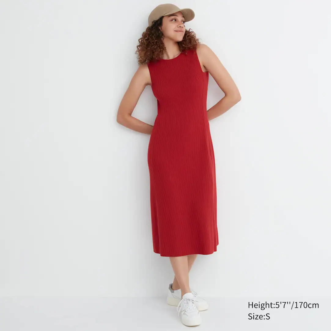 COTTON BLEND KNIT SLEEVELESS DRESS | UNIQLO (UK)