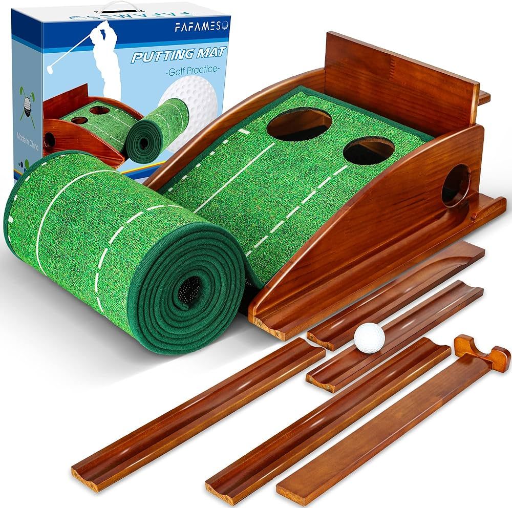 FAFAMESO Golf Putting Mat for Indoor, Putting Green Training Equipment with Ball Return, Mini Gol... | Amazon (US)