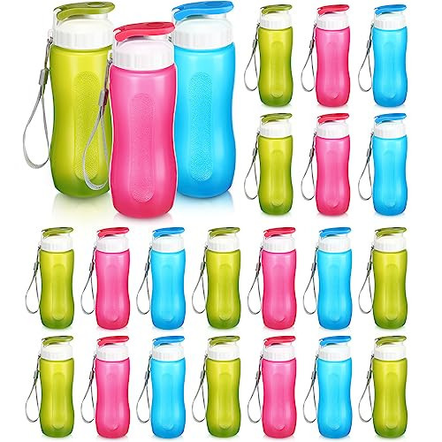 Maxdot 20 Pcs Reusable Water Bottles Bulk for Kids 12 oz Plastic Sports Water Bottle Gym Lightweight Snap Lid Bottle Easy Carry Leak Proof Bottles for Outdoor Fitness | Amazon (US)