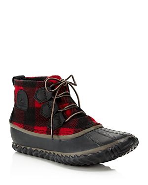 Sorel Women's Out N About Plaid Lace Up Rain Booties | Bloomingdale's (US)