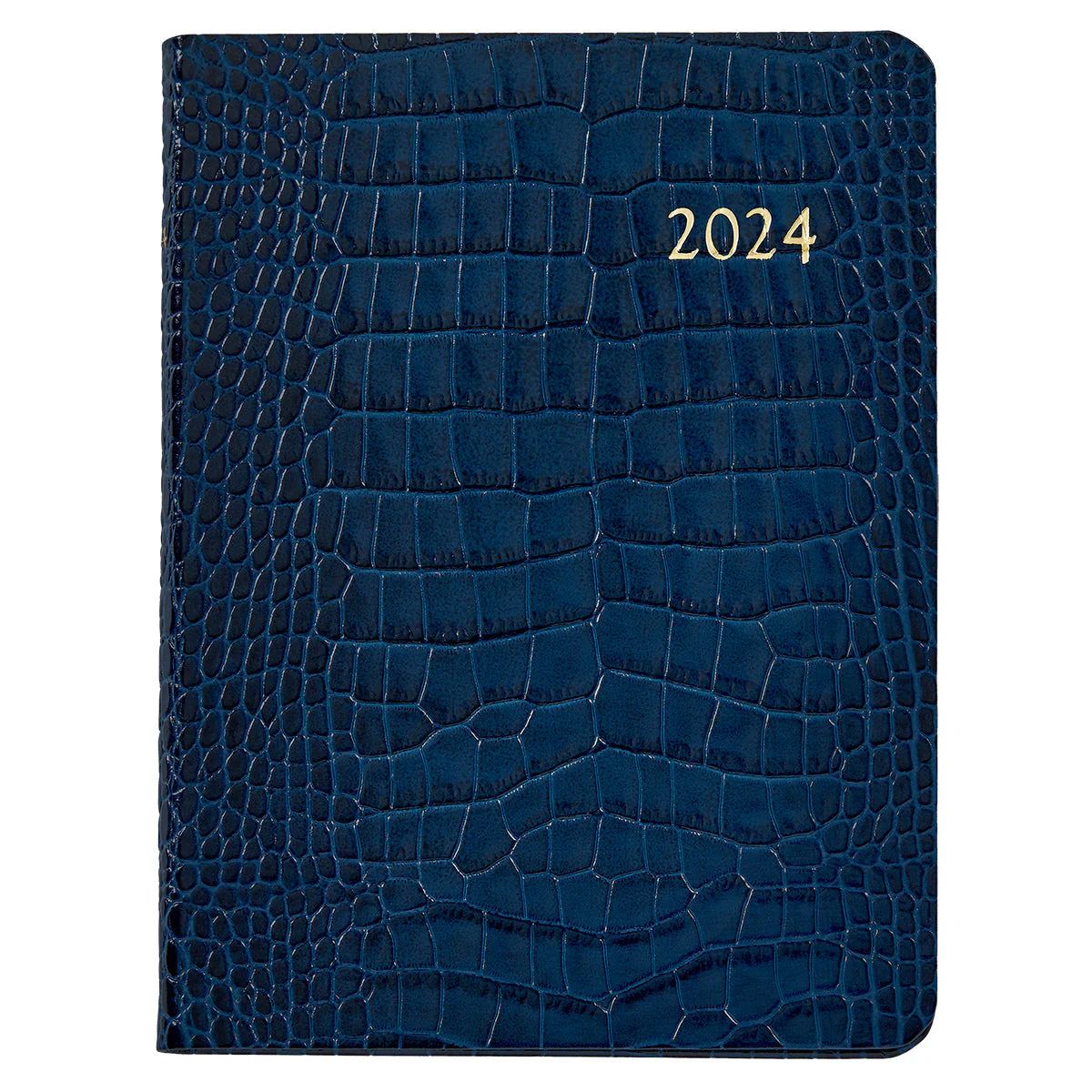 2024 Desk Diary in Crocodile Embossed Leather | Over The Moon
