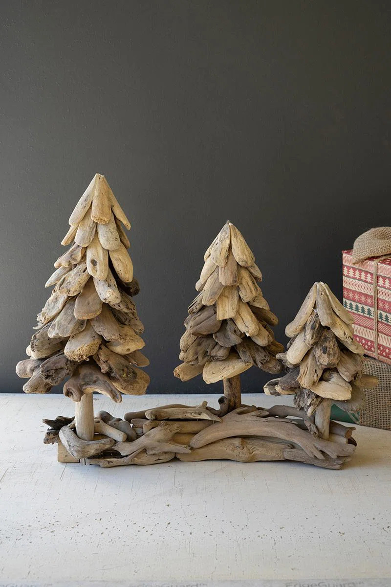 Three Driftwood Christmas Trees on a Base | Wayfair North America