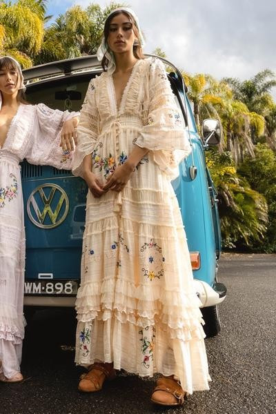 EMBROIDERED MAXI DRESS/DUSTER - Charm your way  IN ECRU | outdazl