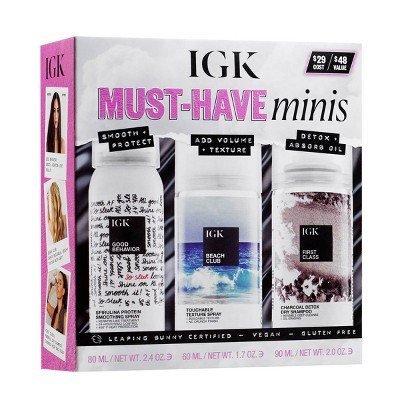 IGK Must Have Minis Kit - Ulta Beauty: Smoothing, All Hair Types, Aerosol, Travel Size | Target