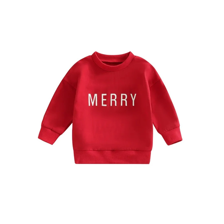 Meihuida Toddler Baby Christmas Sweatshirt Long Sleeve Crew Neck Letter Print Pullover Tops - Wal... | Walmart (US)