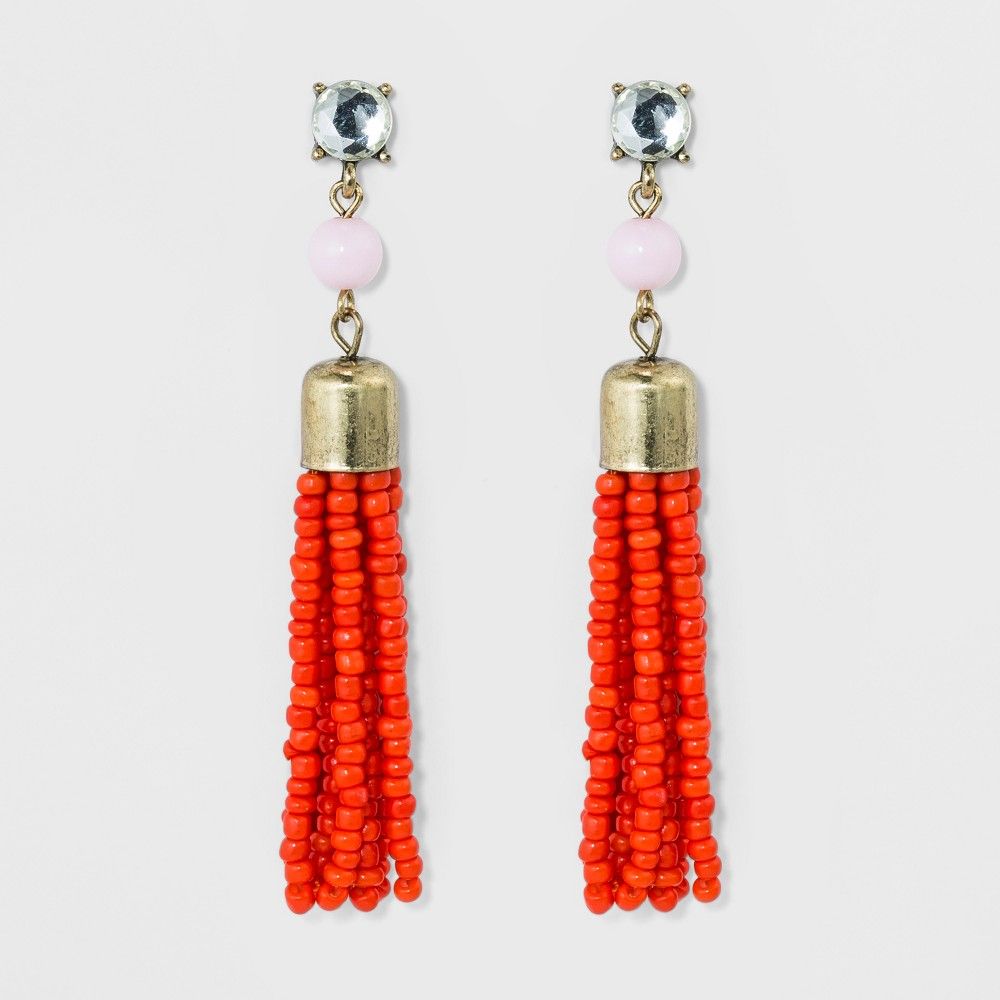 Sugarfix by BaubleBar Beaded Tassel Drop Earrings - Red, Women's | Target