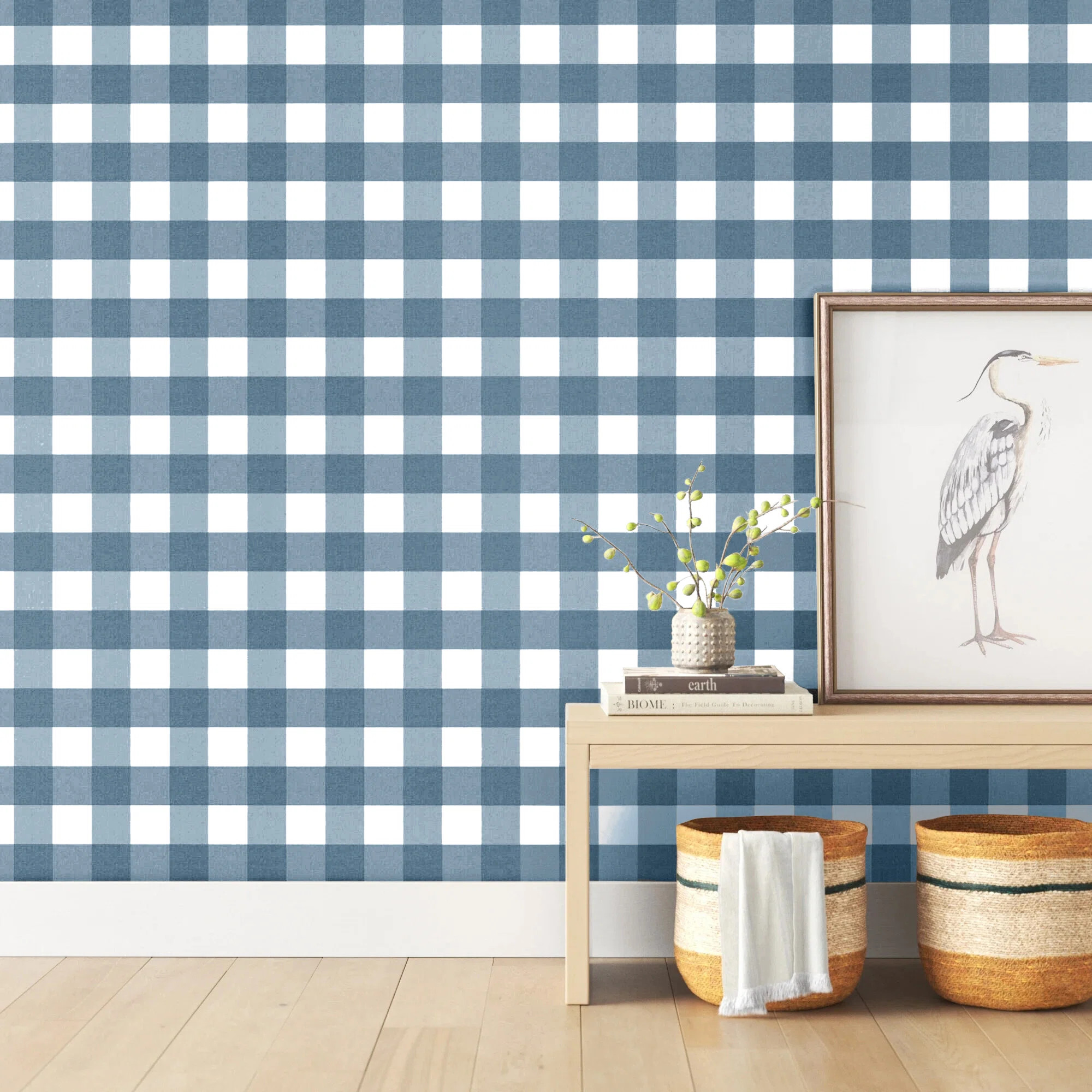 Beachcrest Home™ Bannruod Gingham 33' L x 20.5" W Textured Wallpaper Roll & Reviews | Wayfair | Wayfair North America