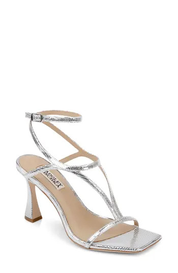 Badgley Mischka Collection Gianni Ankle Strap Sandal in Silver Lizard at Nordstrom Rack, Size 6.5 | Nordstrom Rack