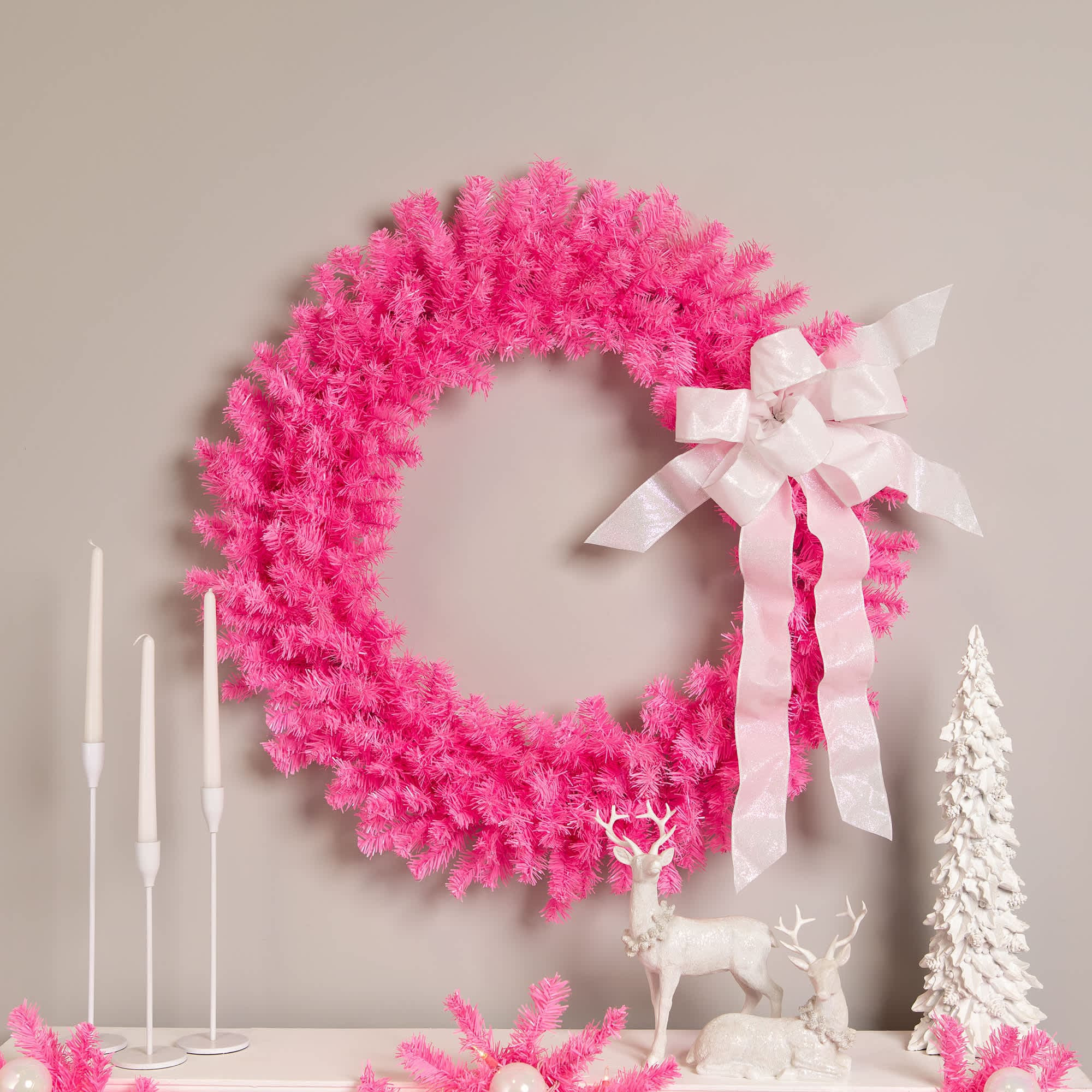 Northlight Artificial Pine Christmas Wreath - 36 inch - Pink - Unlit | NORTHLIGHT J97189 | Lowe's