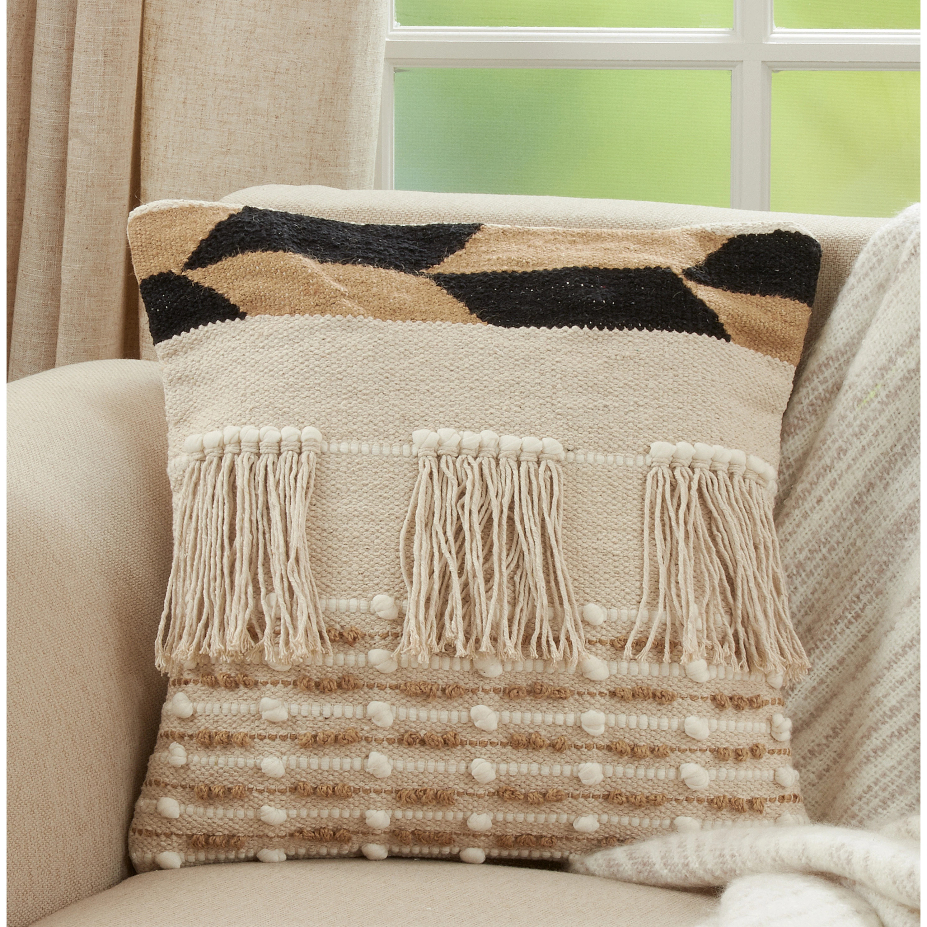 Boho Throw Pillow With Fringe Design | Bed Bath & Beyond