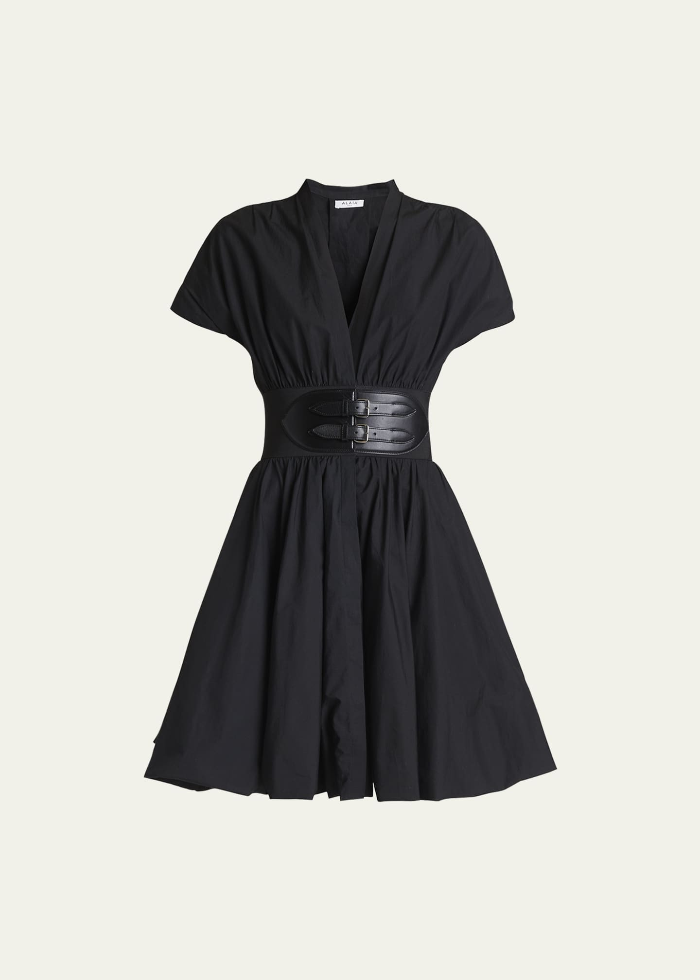 ALAIA Belted Bubble Hem Mini Dress | Bergdorf Goodman