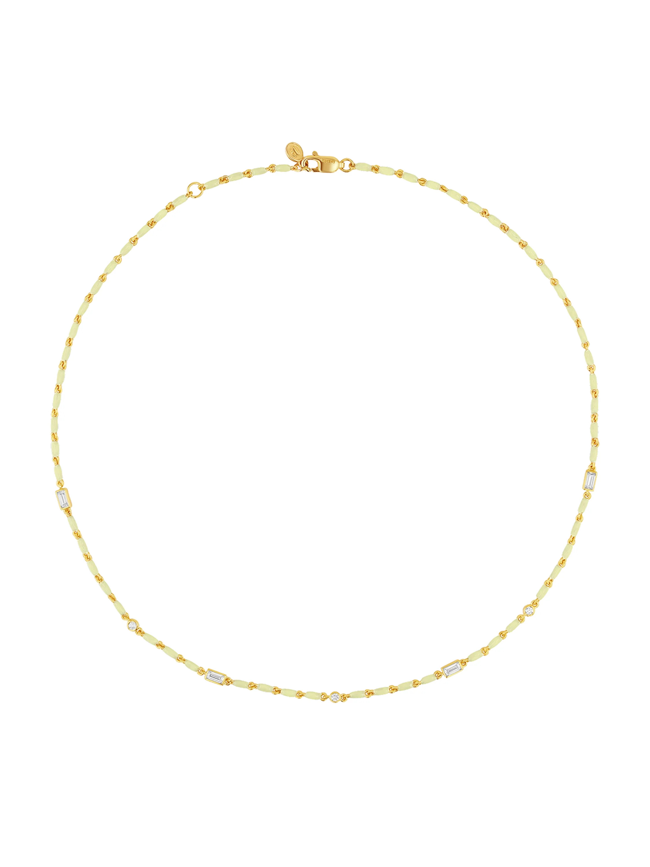 ENAMEL AND MOISSANITE NECKLACE IN BEURRE | Dorsey