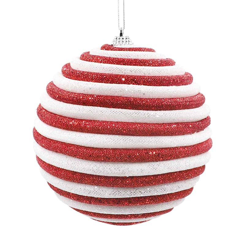 Red & White Felt Ball Ornament, 4.8" | At Home
