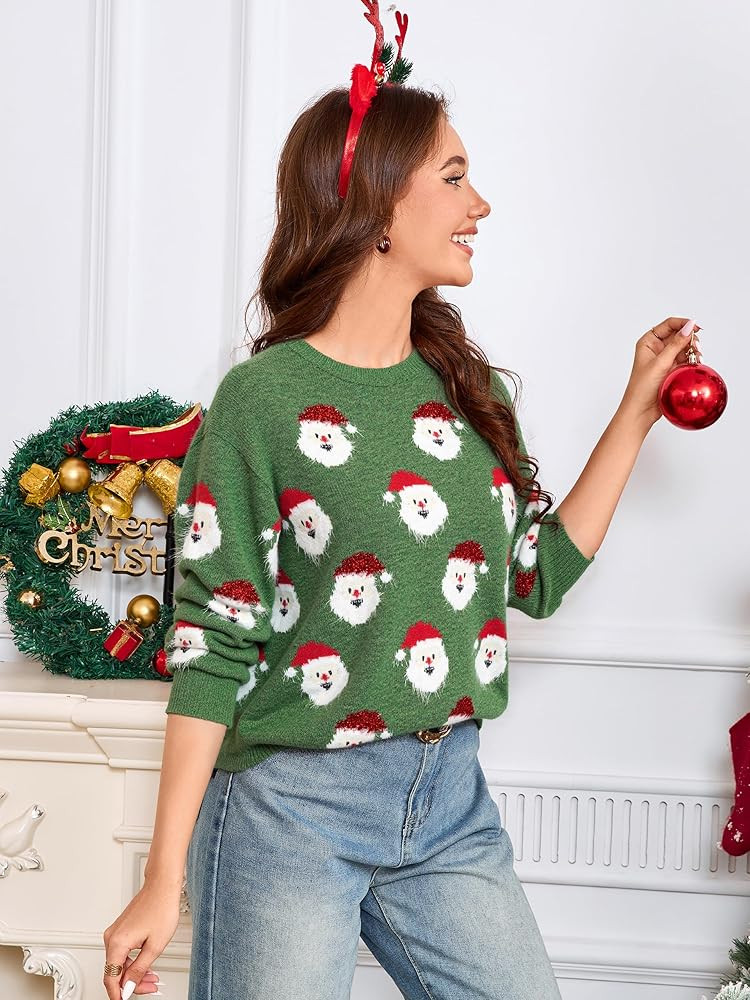 BerryGo Women's Cute Christmas Sweater Ugly Long Sleeve Knit Pullover Reindeer Sweaters | Amazon (US)