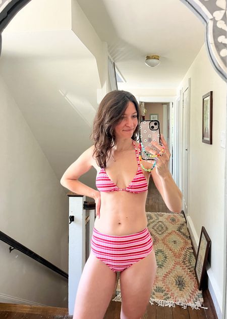Recently got this pink striped bikini from one of my favorite brands & I love the fit! Top & bottom are TTS for me & this suit is #LTKsustainable 🩷

#LTKSwim #LTKFindsUnder100 #LTKSeasonal