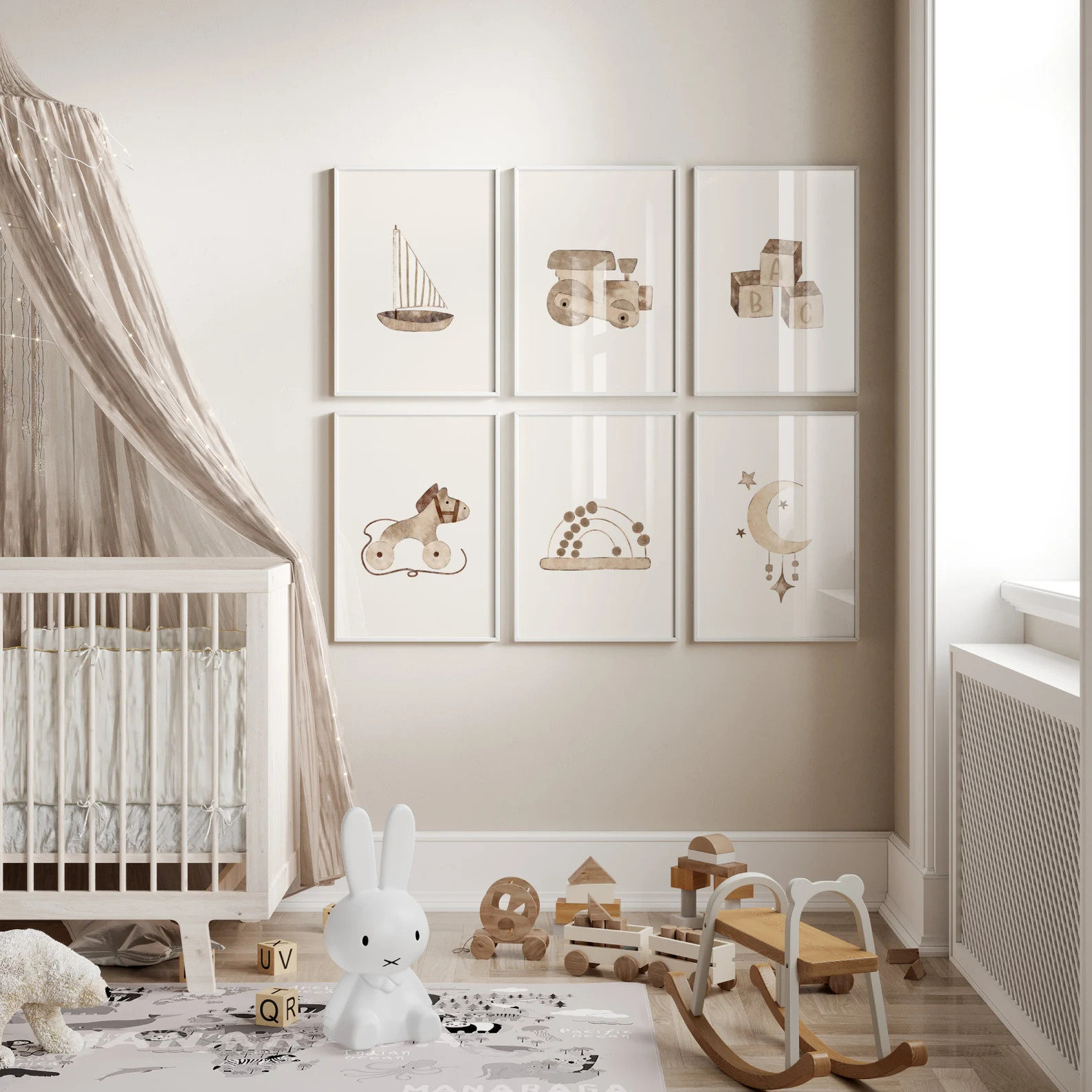 Neutral Nursery Print Set, Gender Neutral Baby Art, Nursery Printable Set, Nursery Wall Art, Baby... | Etsy (US)