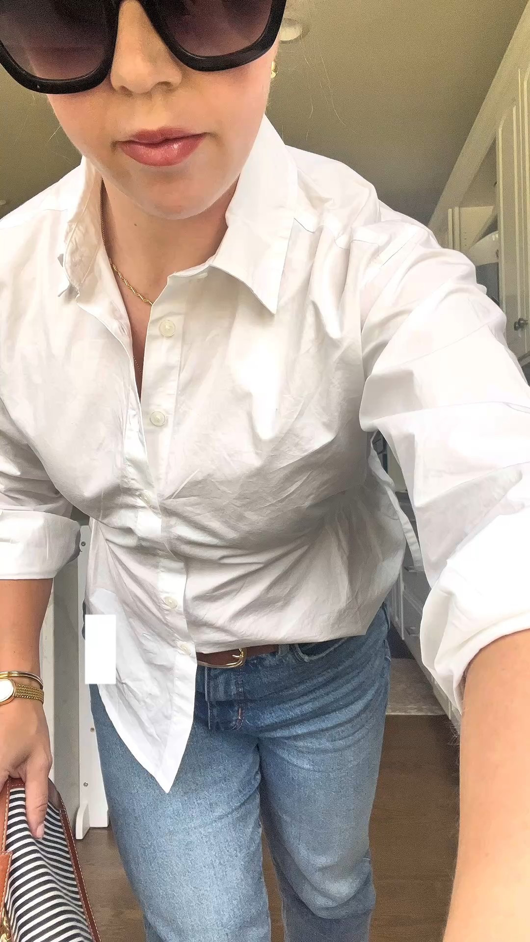 Petite outfit for early fall! Wearing  27 short in these straight jeans, they fit tts and are super comfortable! Sized down to xs petite in this open back tunic button up. 

Petite outfit, jeans, fall outfits, petite jeans, straight jeans, LOFT 

#LTKFindsUnder100 #LTKPetite #LTKSaleAlert