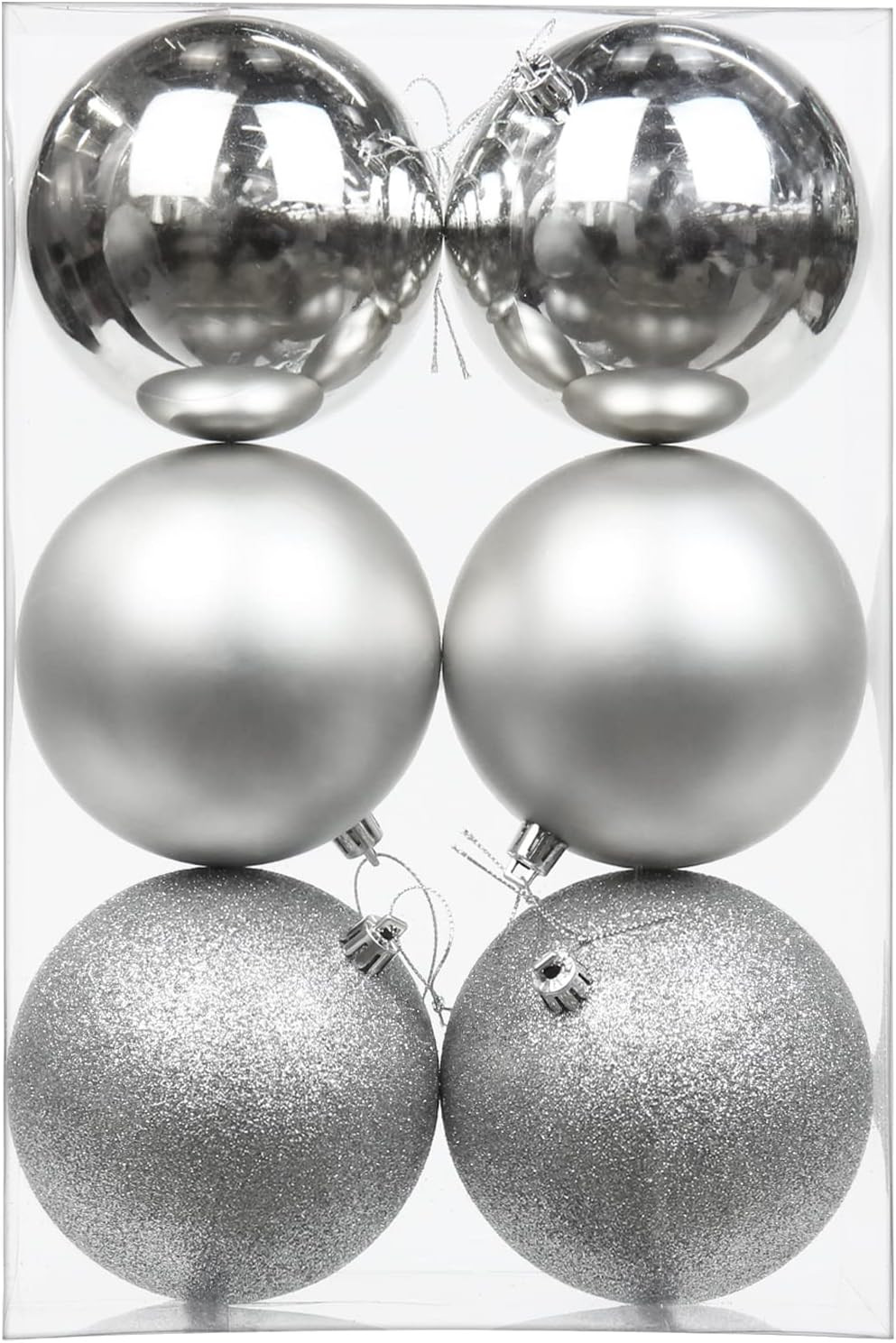 3.94" Christmas Ball Ornaments 6 Pcs Shatterproof Silver Large Christmas Ornaments Balls Christma... | Amazon (US)