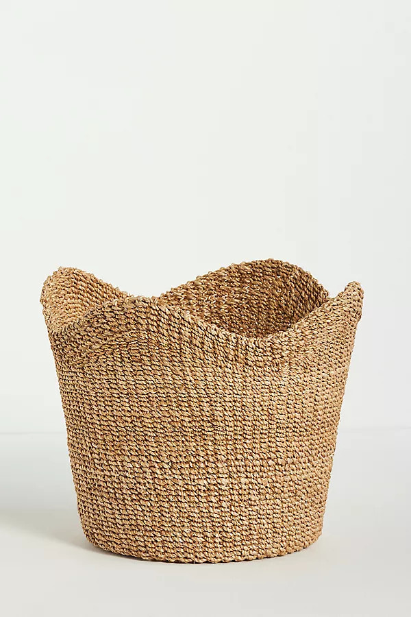 Genevieve Scalloped Woven Bin | Anthropologie (US)