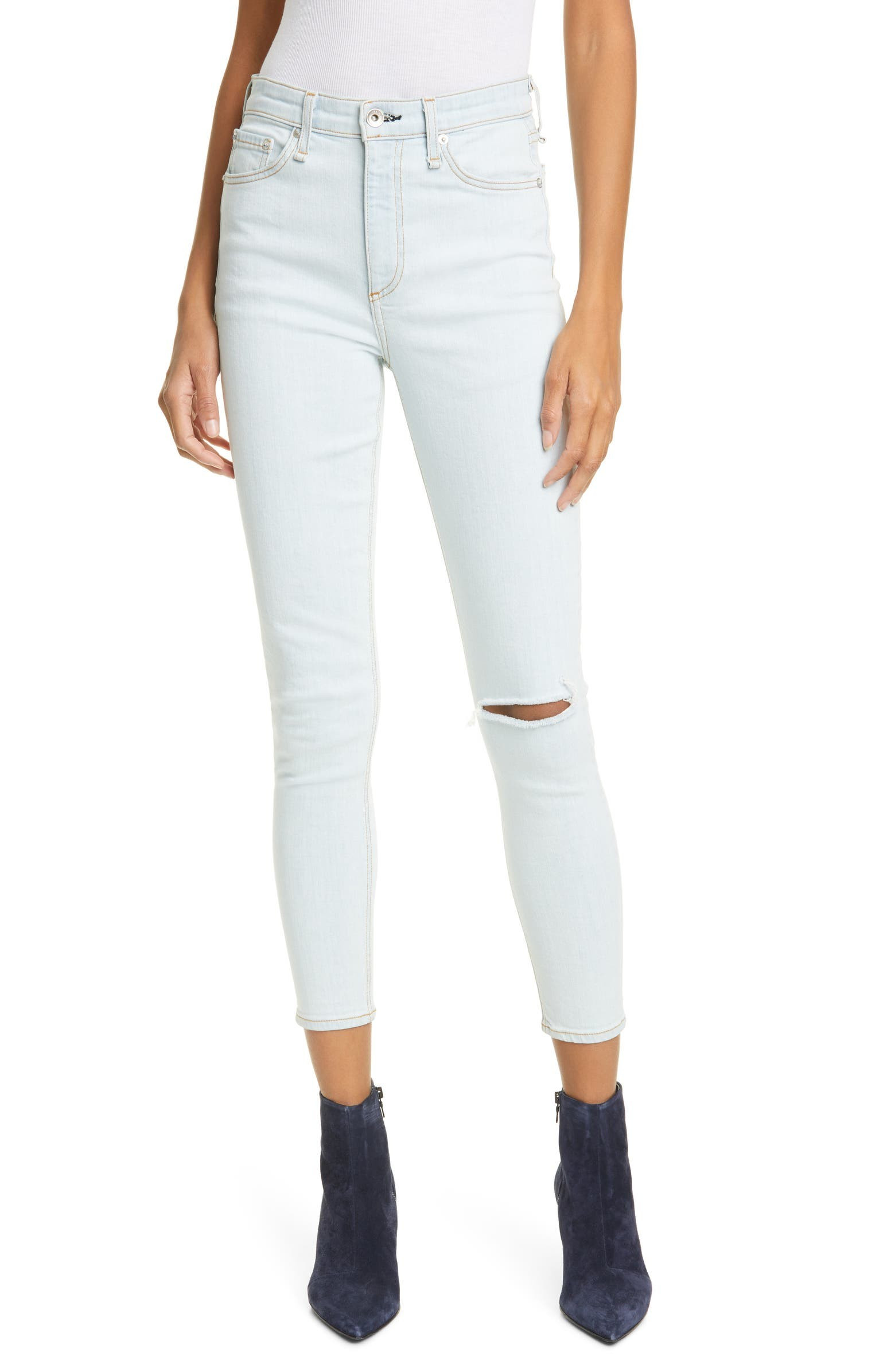 Nina Ripped High Waist Ankle Skinny Jeans | Nordstrom