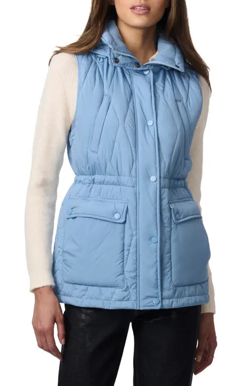 Bernardo Quilted Hooded Recycled Polyester Vest in Aqua Blue at Nordstrom, Size Xx-Large | Nordstrom
