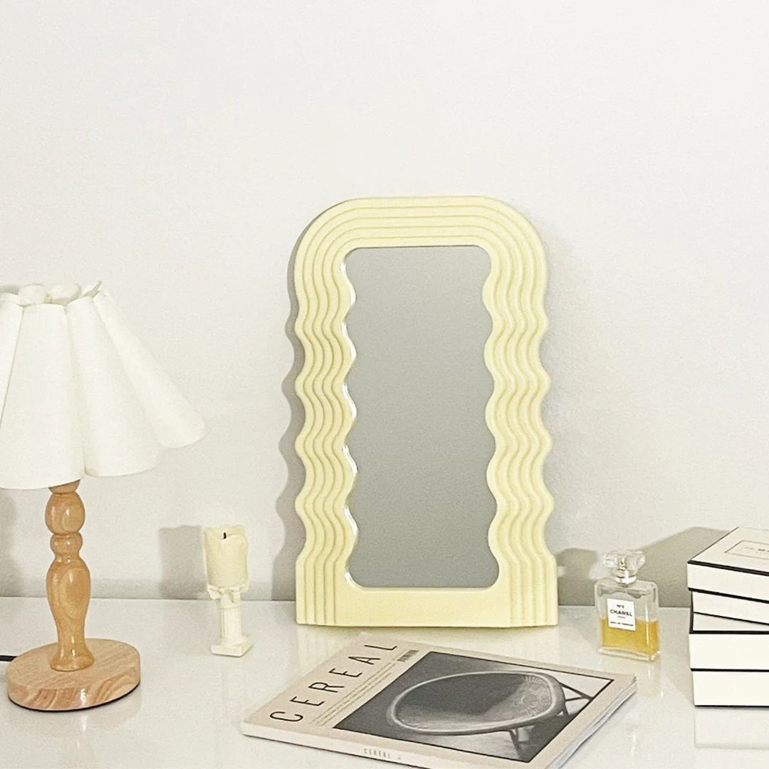 Pastel color wavy vanity mirror / Curvy table mirror / Retro wavy make-up table mirror (5 Colors) | Etsy (US)