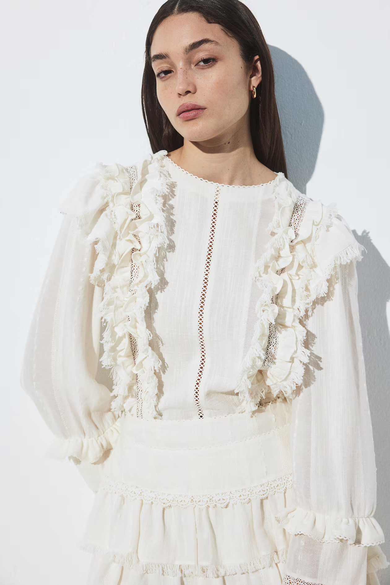 Bluse mit Volants - Weiß - Ladies | H&M AT | H&M (DE, AT, CH, NL, FI)