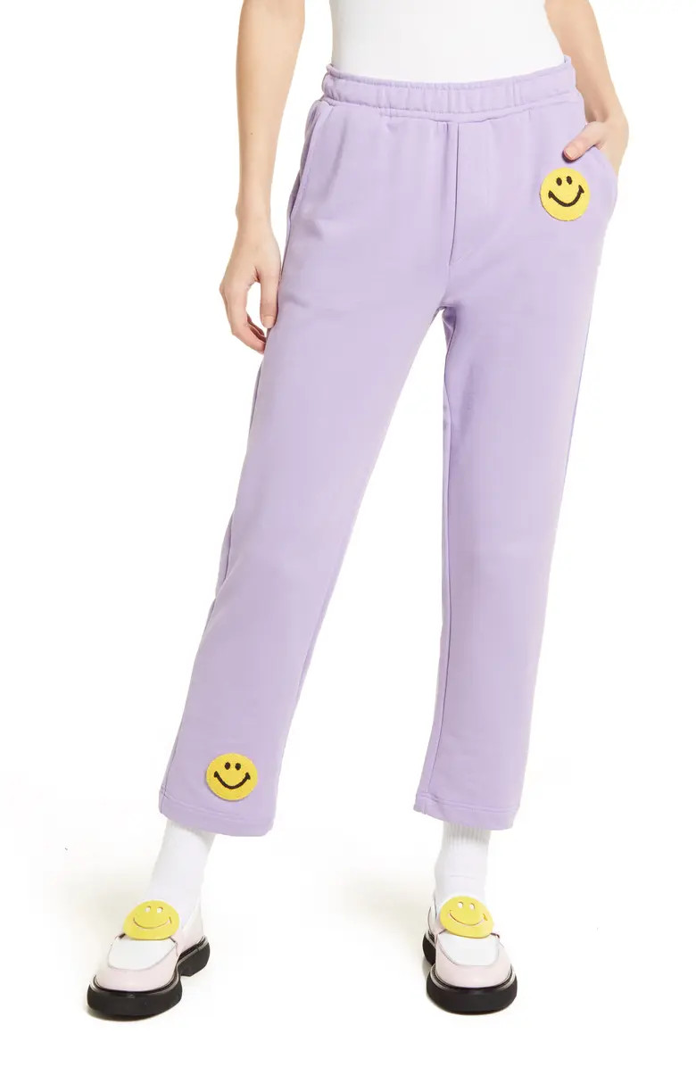 JOSHUAS Smiley® x JOSHUAS Unisex Smile Patch Cotton Crop Sweatpants | Nordstrom | Nordstrom