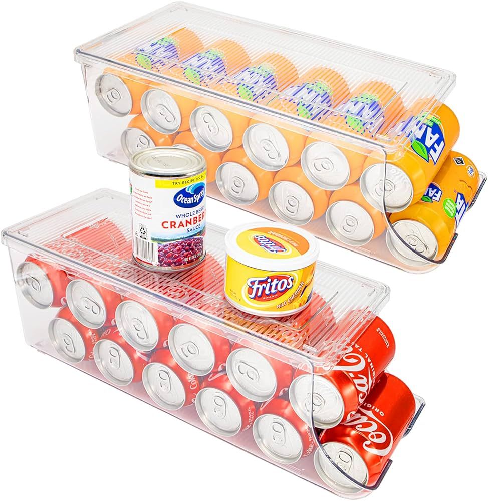 SCAVATA 2 Pack Soda Can Organizer for Refrigerator, Stackable Canned Food Pop Cans Container Can ... | Amazon (US)