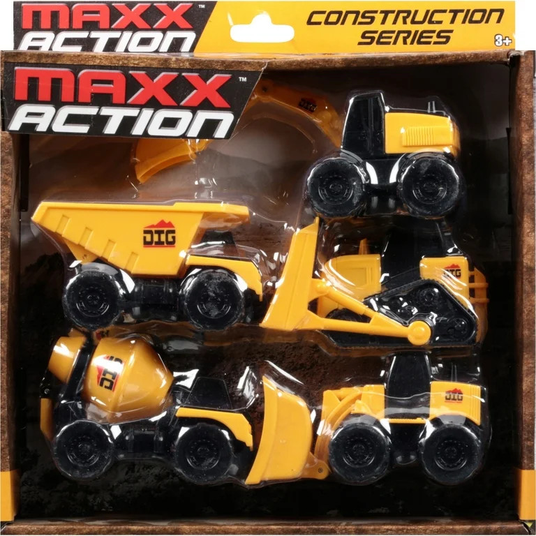 Maxx Action, Mini Construction Vehicles, Set of 5 Toy Trucks, Children Ages 3+ | Walmart (US)