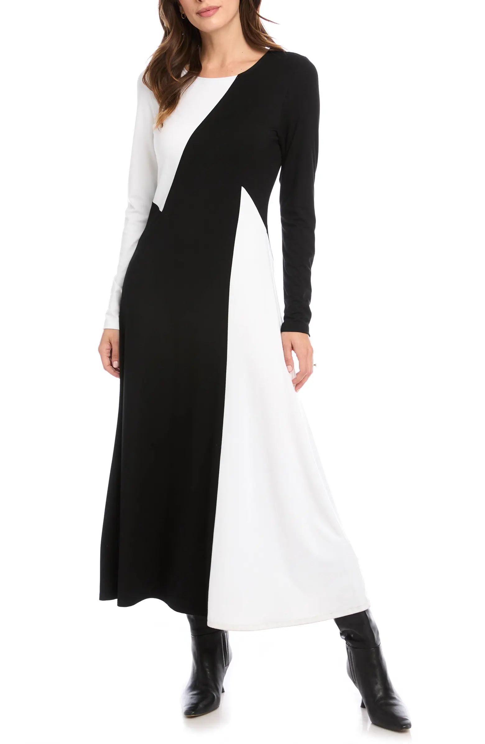 Karen Kane Long Sleeve Colorblock Maxi Dress | Nordstrom | Nordstrom